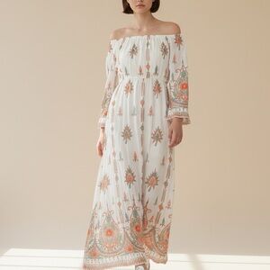 NWT Lapogee Off-Shoulder Floral Maxi Dress in Size Large